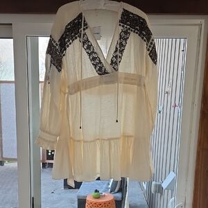Free People Cream Tunic With Beads
